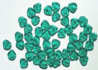 50 9mm Transparent Light Emerald Leaf Beads